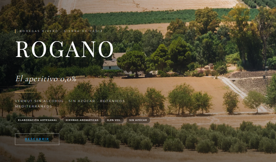 Portada del Vermut Rogano, vino aromatizado tradicional elaborado en Prado del Rey